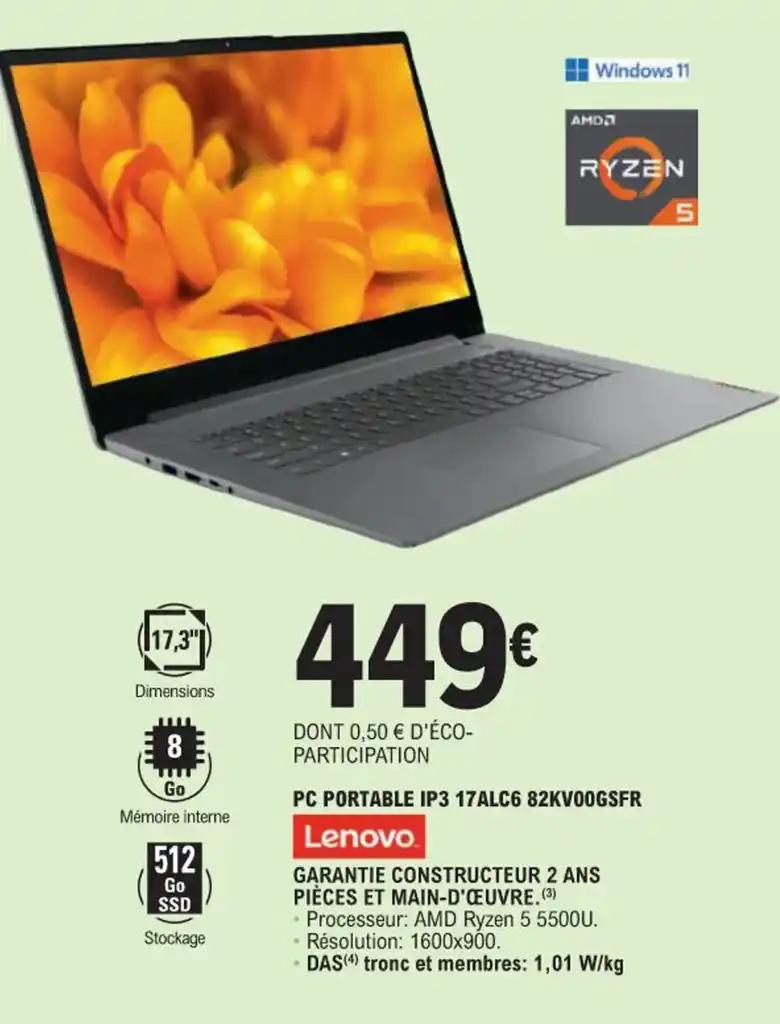 PC PORTABLE IP3 17ALC6 82KV00GSFR Lenovo