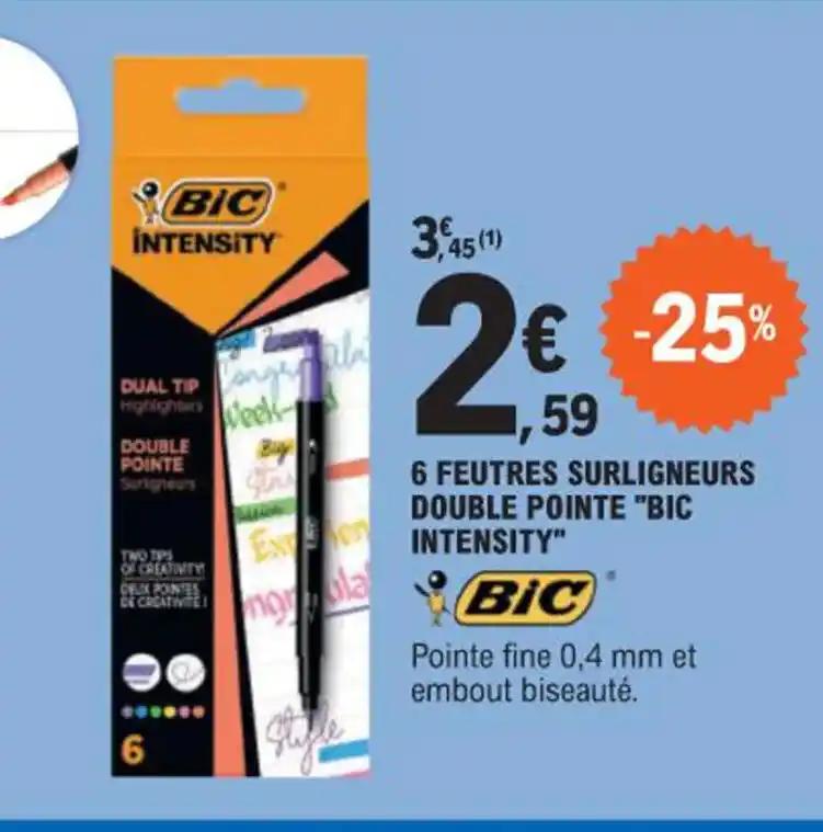 6 FEUTRES SURLIGNEURS DOUBLE POINTE "BIC INTENSITY"