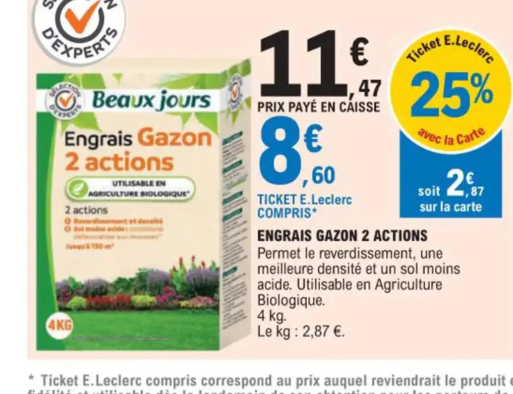 ENGRAIS GAZON 2 ACTIONS