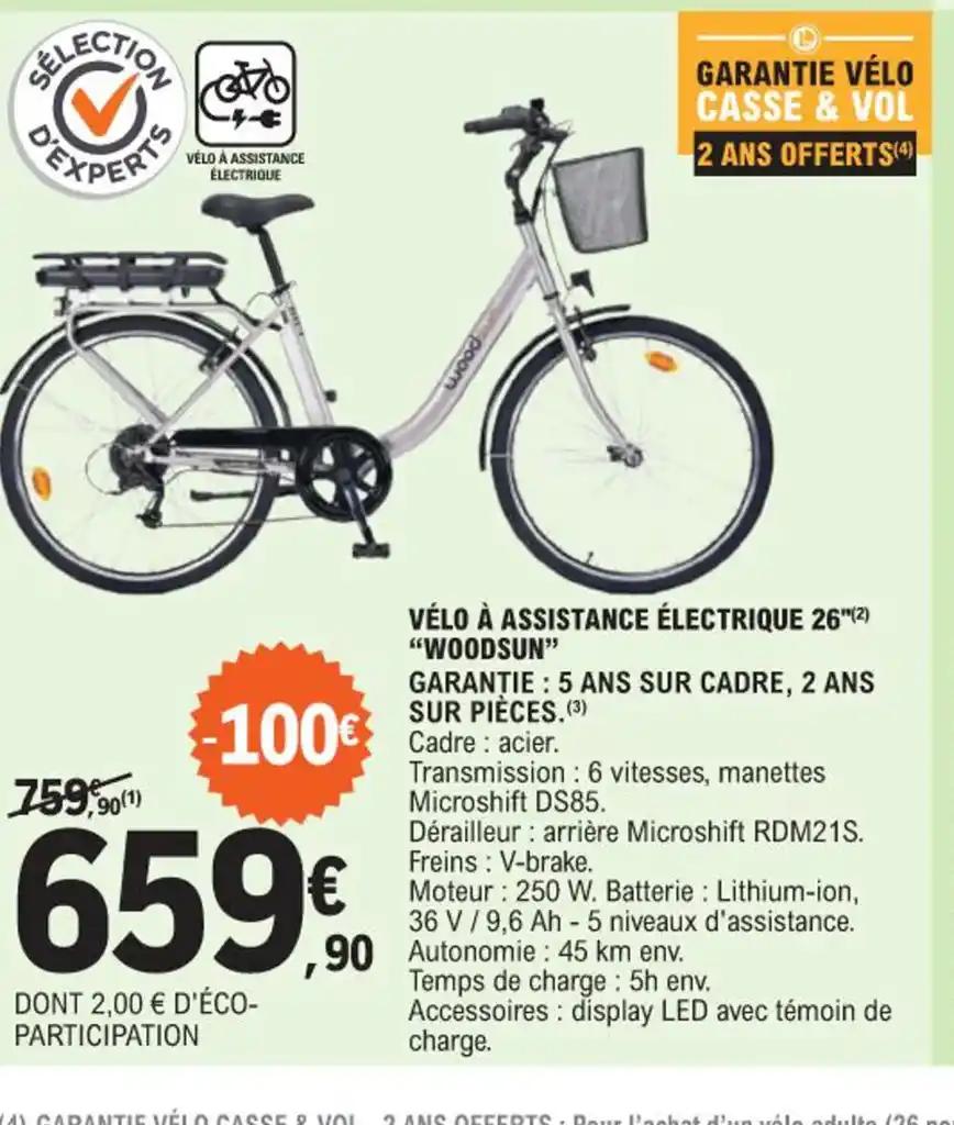 VÉLO À ASSISTANCE ÉLECTRIQUE 26 WOODSUN"