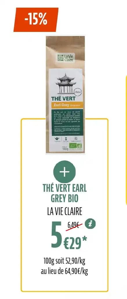 THÉ VERT EARL GREY BIO