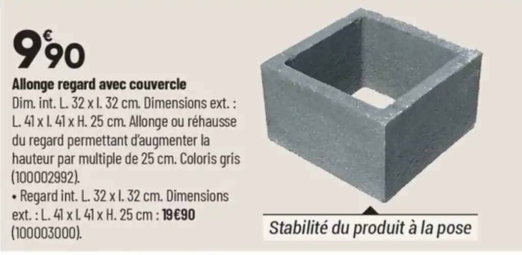 Allonge regard avec couvercle