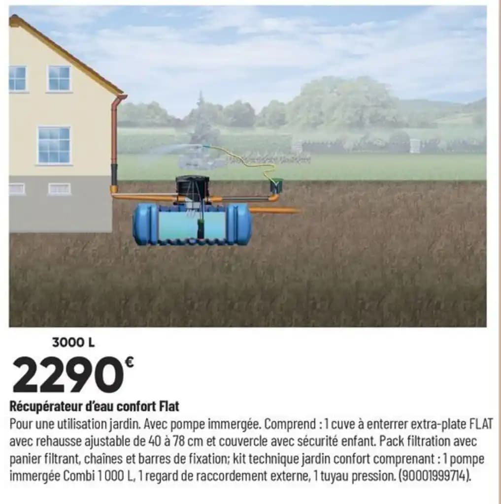 Récupérateur d'eau confort Flat