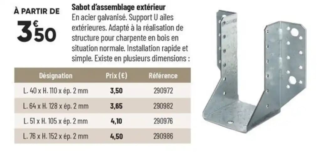 Sabot d'assemblage extérieur