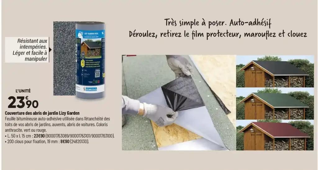 Couverture des abris de jardin Lizy Garden