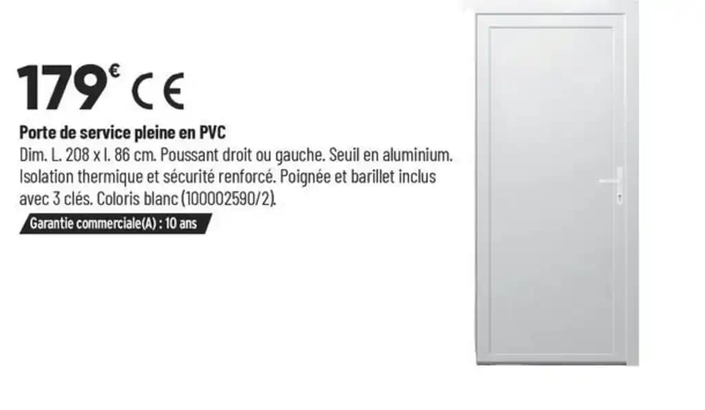 Porte de service pleine en PVC