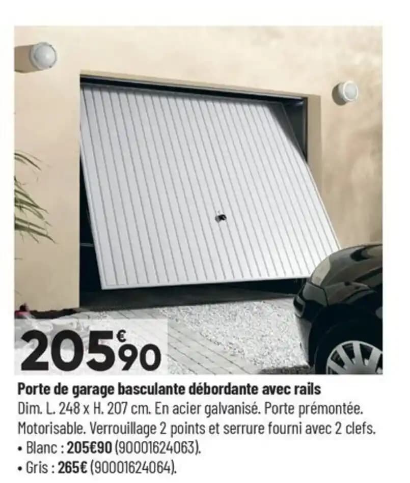 Porte de garage basculante débordante avec rails