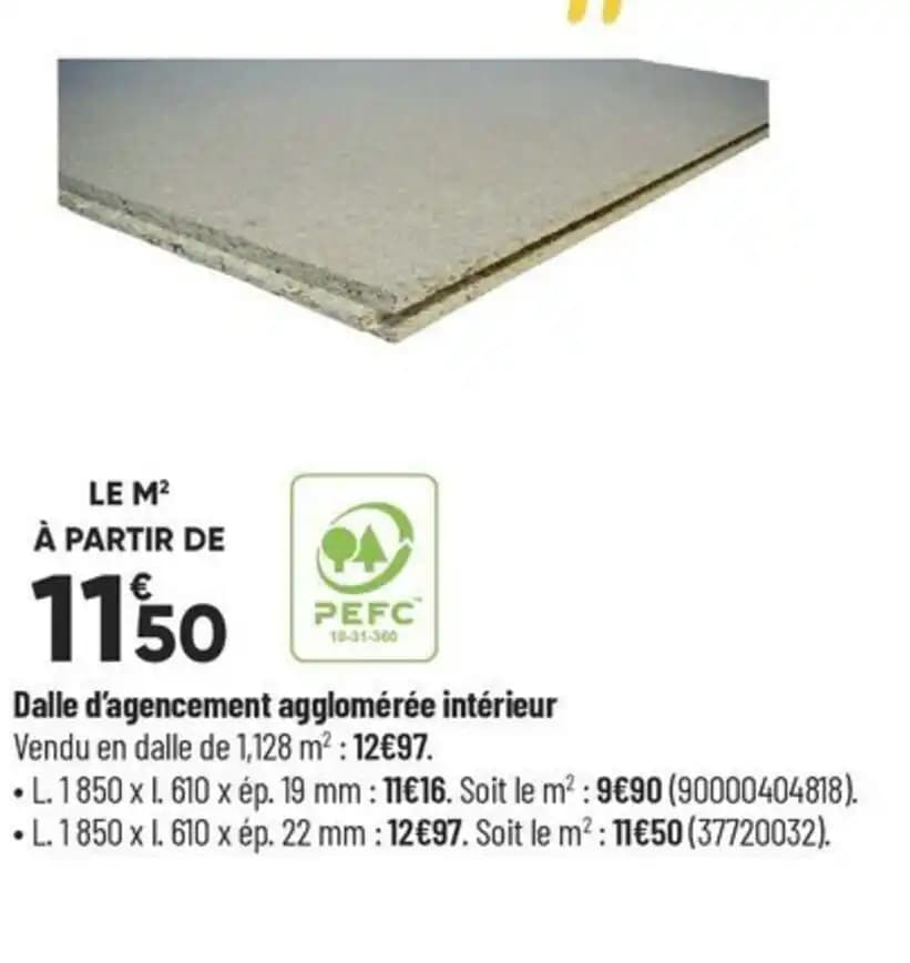 Dalle d'agencement agglomérée intérieur