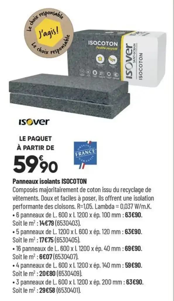 Panneaux isolants ISOCOTON