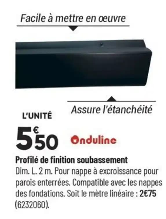 Profilé de finition soubassement