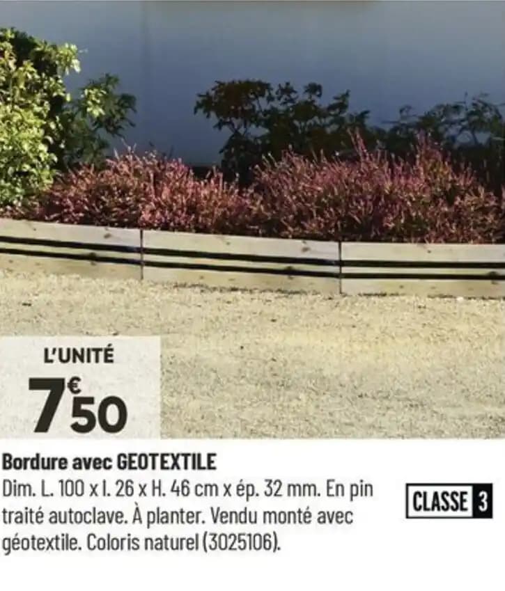 Bordure avec GEOTEXTILE