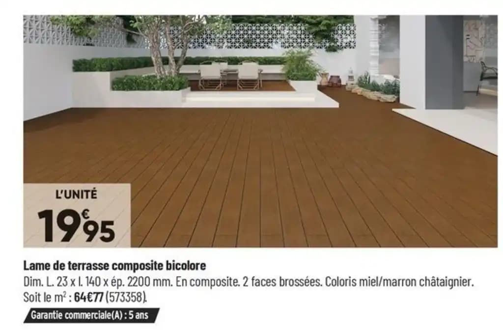 Lame de terrasse composite bicolore