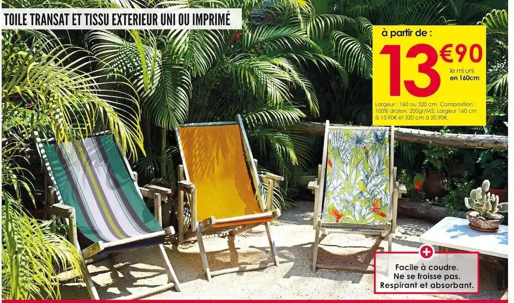 TOILE TRANSAT ET TISSU EXTERIEUR UNI OU IMPRIMÉ