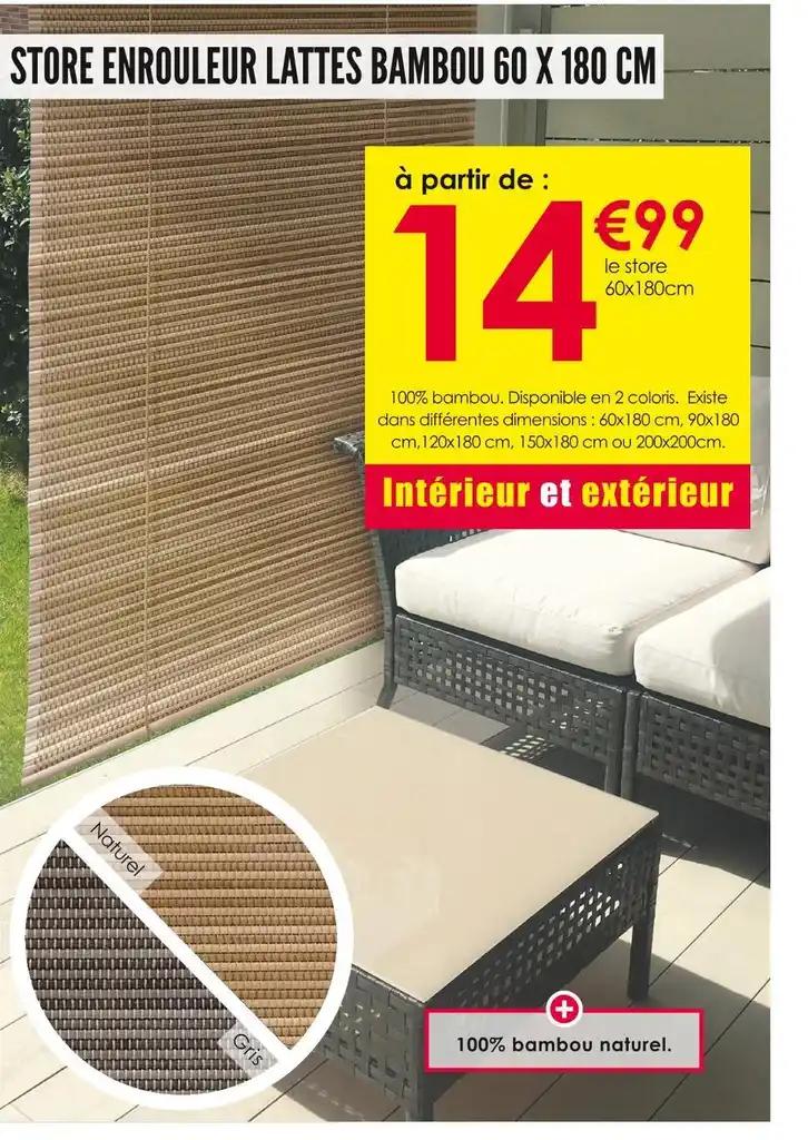 STORE ENROULEUR LATTES BAMBOU 60 X 180 CM