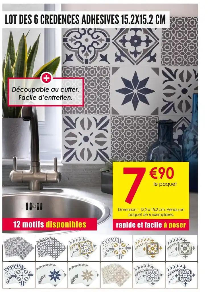 LOT DES 6 CREDENCES ADHESIVES 15.2X15.2 CM