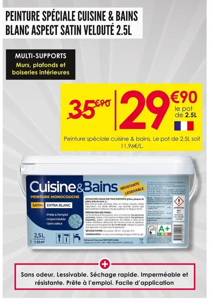 PEINTURE SPÉCIALE CUISINE & BAINS BLANC ASPECT SATIN VELOUTÉ 2.5L