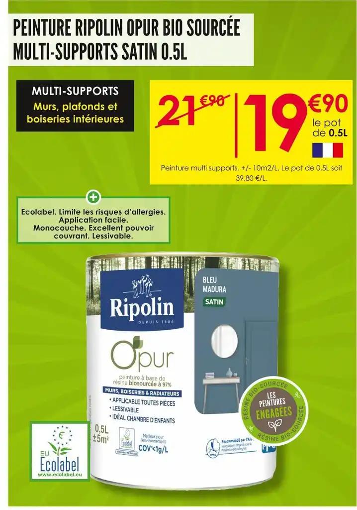 RIPOLIN PEINTURE OPUR BIO SOURCÉE MULTI-SUPPORTS SATIN 0.5L