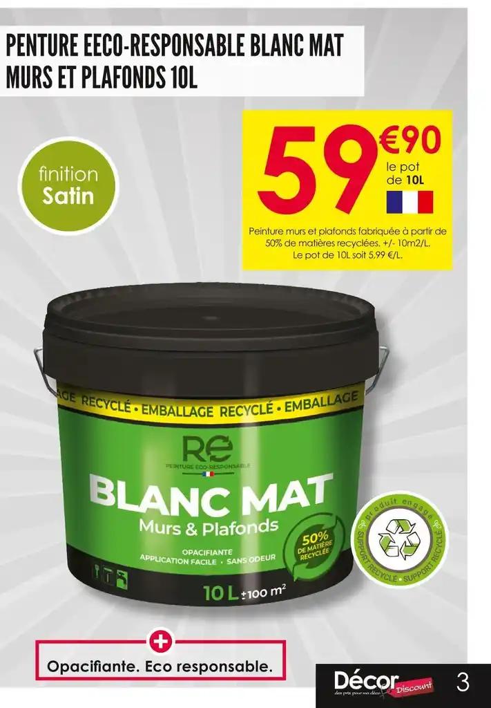 PENTURE EECO-RESPONSABLE BLANC MAT MURS ET PLAFONDS 10L