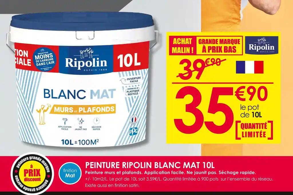 RIPOLIN PEINTURE BLANC MAT 10L