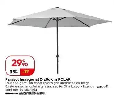 Polar - parasol hexagonal ø 260 cm