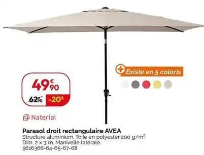Avea - parasol droit rectangulaire