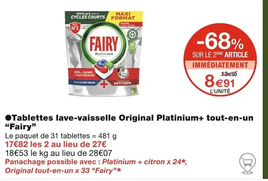 Fairy ●Tablettes lave-vaisselle Original Platinium+ tout-en-un