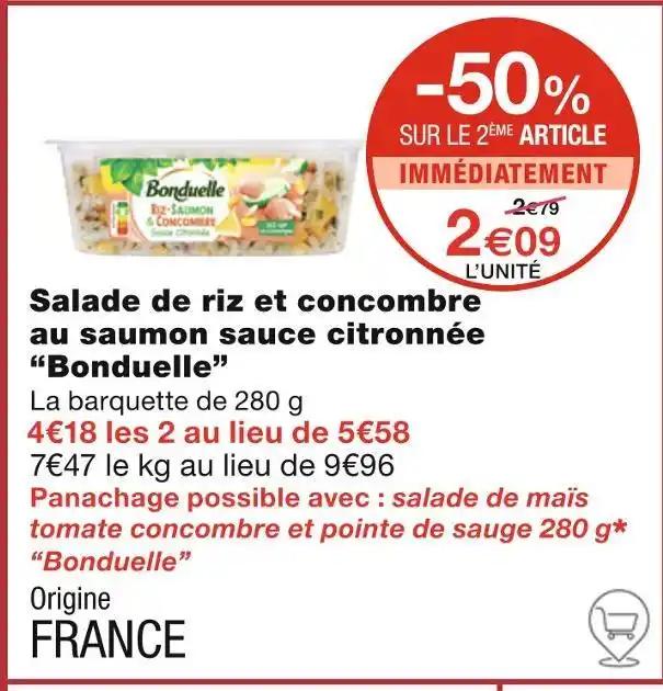 Bonduelle Salade de riz et concombre au saumon sauce citronnée
