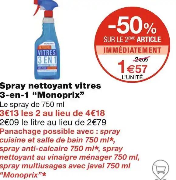 Monoprix Spray nettoyant vitres 3-en-1