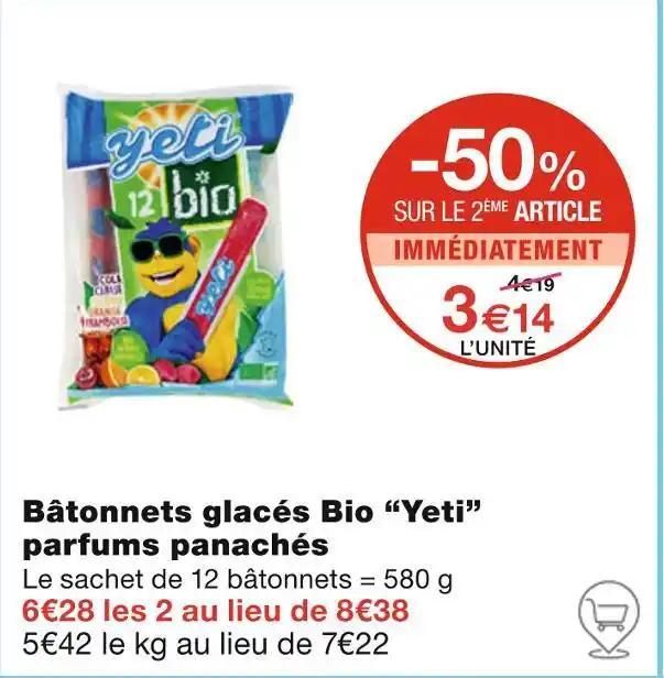 Yeti Bâtonnets glacés Bio parfums panachés