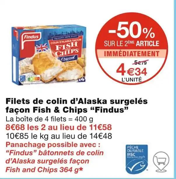 Findus Filets de colin d’Alaska surgelés façon Fish & Chips