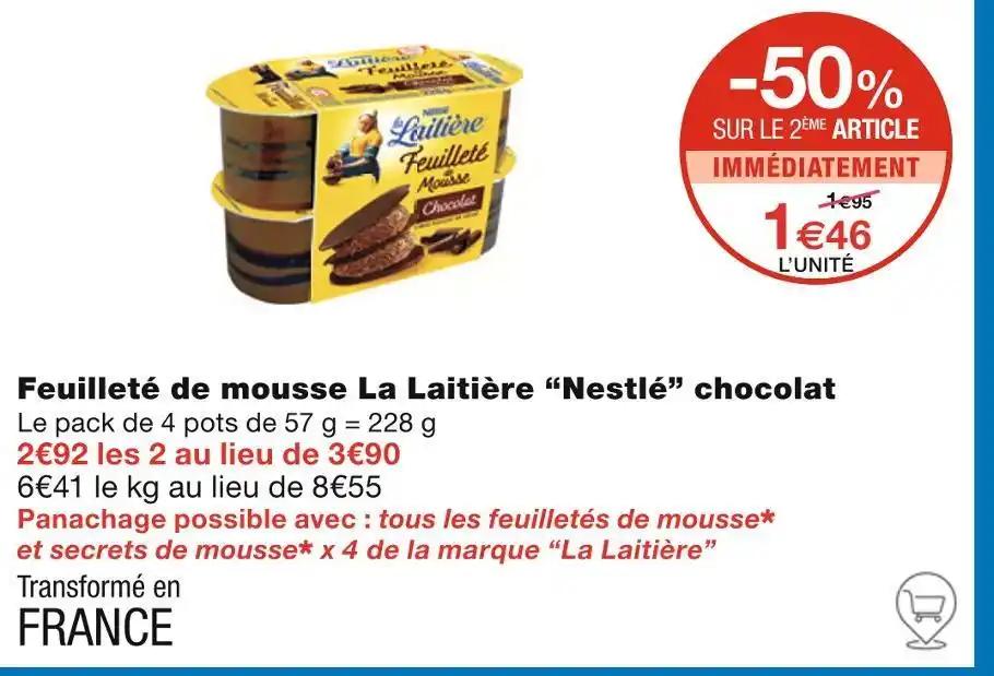 Nestlé Feuilleté de mousse La Laitière chocolat