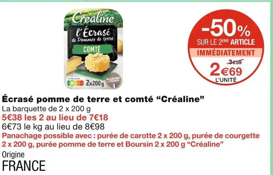 Créaline Écrasé pomme de terre et comté