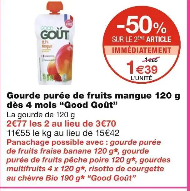 Good Goût Gourde purée de fruits mangue 120 g dès 4 mois
