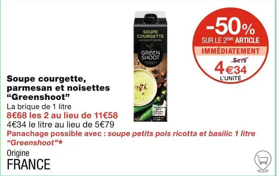 Greenshoot Soupe courgette, parmesan et noisettes