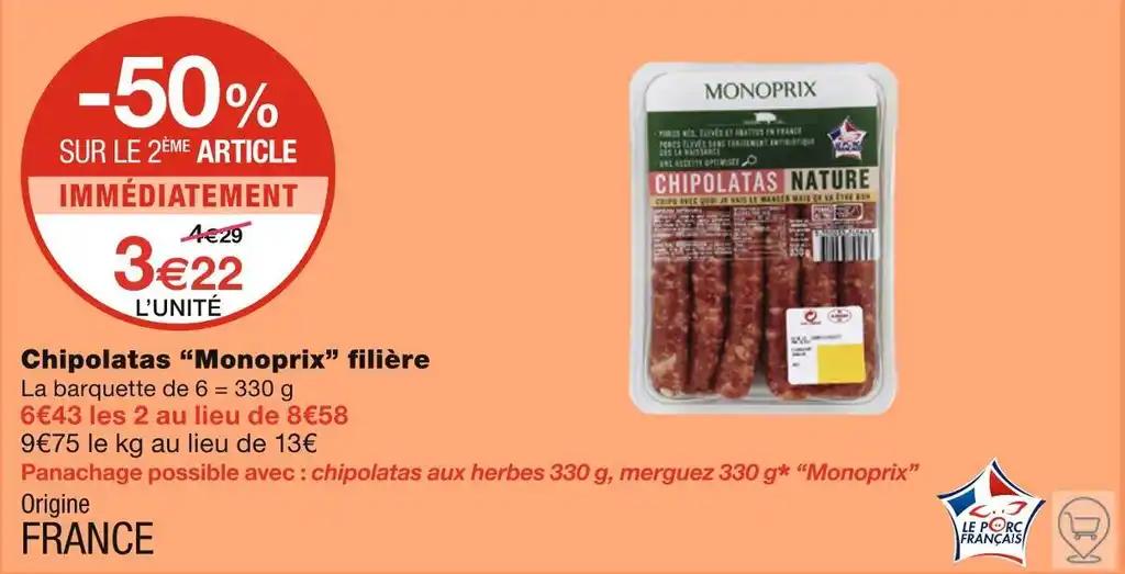 Monoprix Chipolatas filière