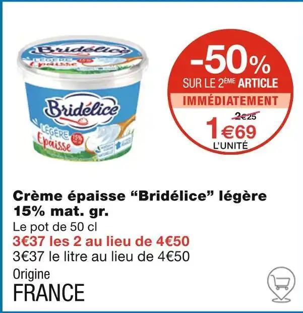 Bridélice Crème épaisse légère 15% mat. gr