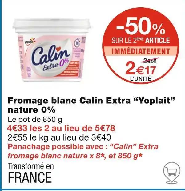 Yoplait Fromage blanc Calin Extra nature 0%