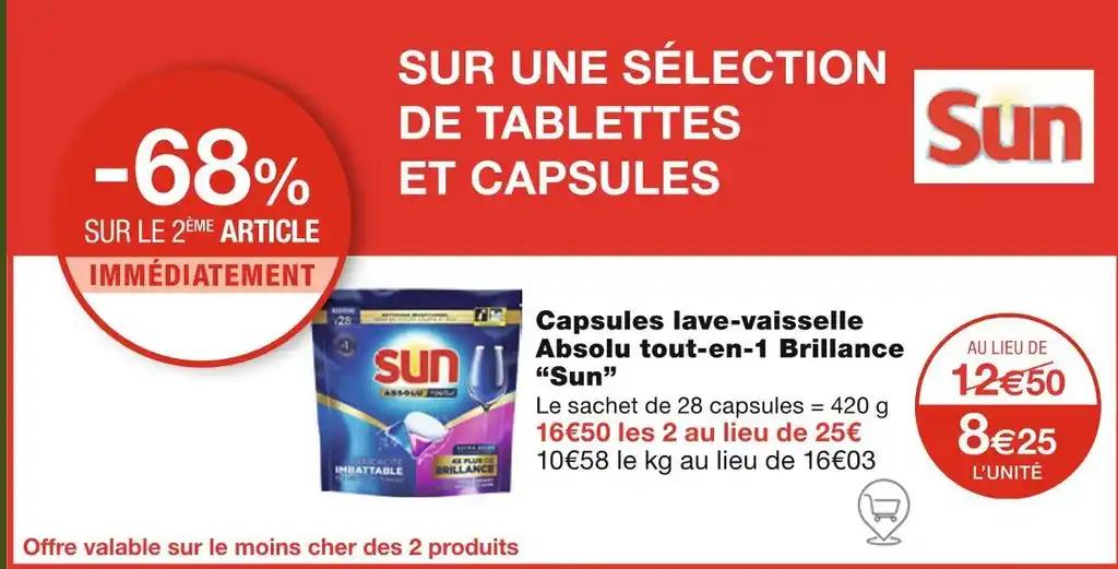Sun Capsules lave-vaisselle Absolu tout-en-1 Brillance