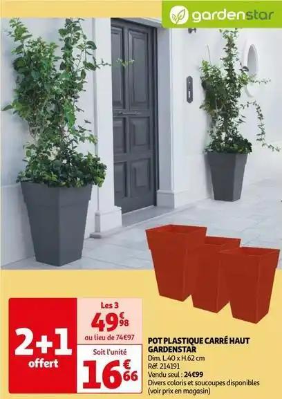 Gardenstar - pot plastique carré haut
