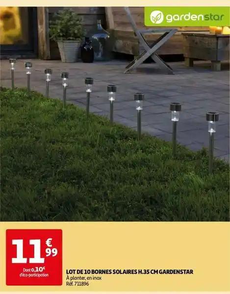 Gardenstar - lot de 10 bornes solaires h.35 cm