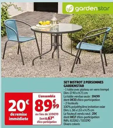 Gardenstar - set bistrot 2 personnes