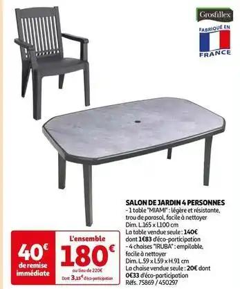 Grosfillex - salon de jardin 4 personnes