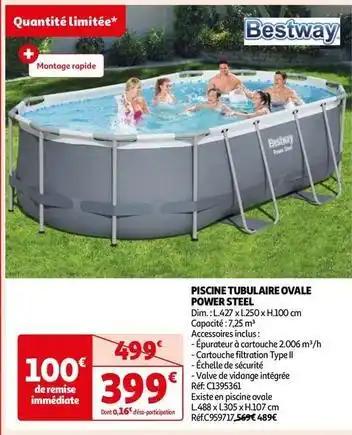 Bestway - piscine tubulaire ovale power steel