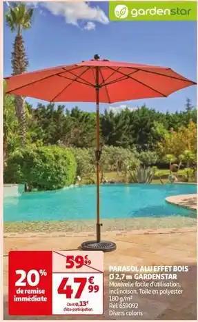 Gardenstar - parasol alu effet bois 02,7 m