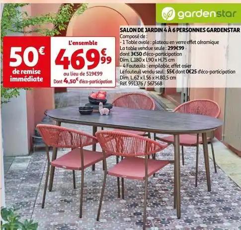 Gardenstar - salon de jardin 4 à 6 personnes
