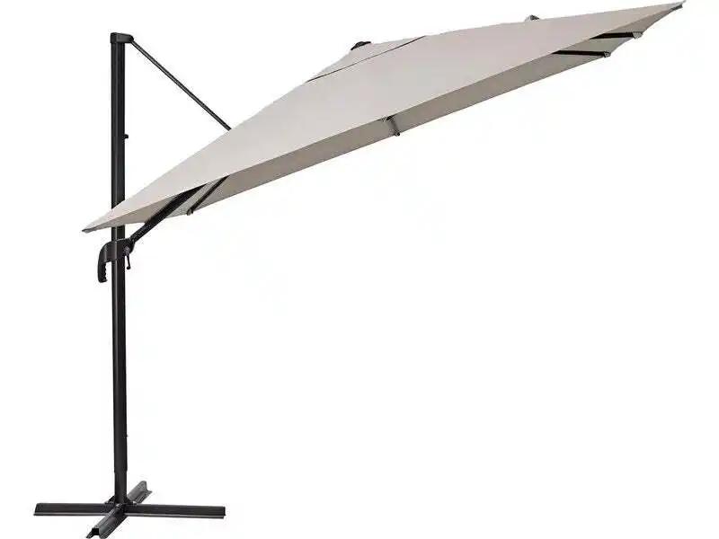 Parasol déporté NATERIAL Aura taupe carré, L.286 x l.286 cm