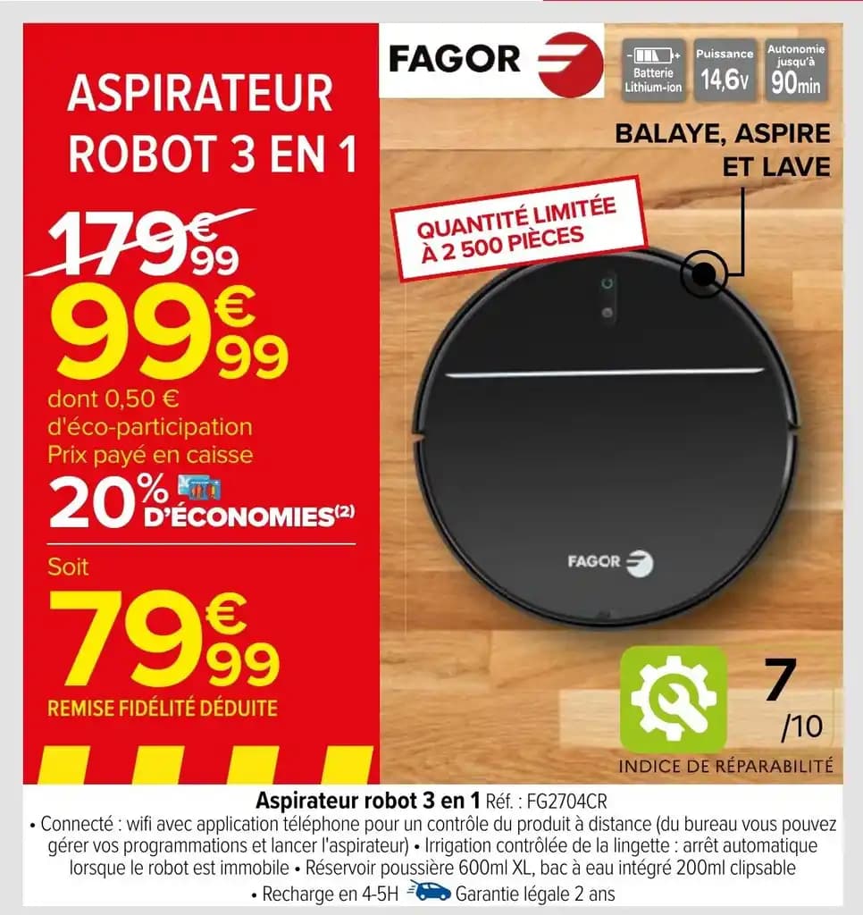 Aspirateur robot 3 en 1 Réf.: FG2704CR