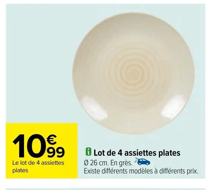 Lot de 4 assiettes plates