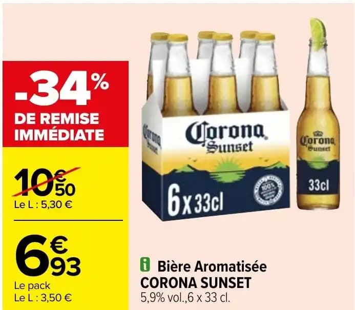 i Bière Aromatisée CORONA SUNSET 5,9% vol.,6 x 33 cl.