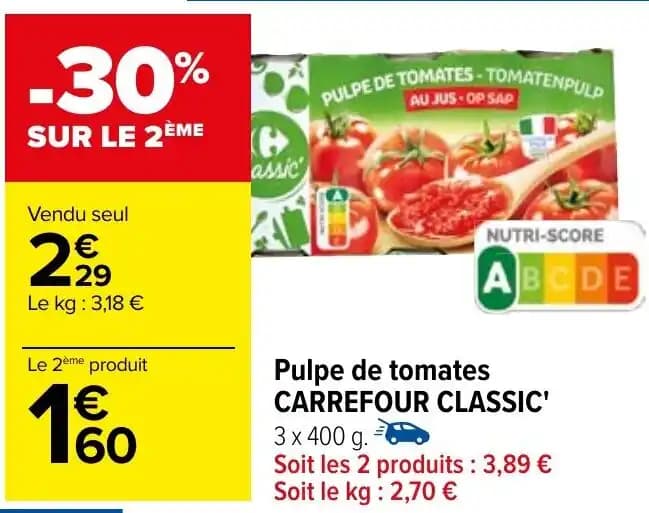 Pulpe de tomates CARREFOUR CLASSIC'